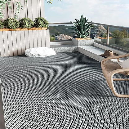 Non-Slip Drainage Floor Mat 300 x 90 cm Waterproof Rubber Mat, Grey