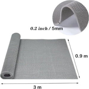 Non-Slip Drainage Floor Mat 300 x 90 cm Waterproof Rubber Mat, Grey