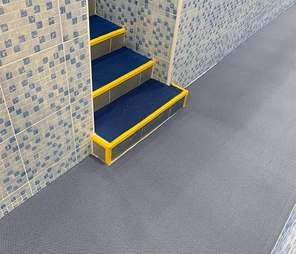 Non-Slip Drainage Floor Mat 300 x 90 cm Waterproof Rubber Mat, Grey