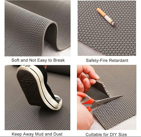 Non-Slip Drainage Floor Mat 300 x 90 cm Waterproof Rubber Mat, Grey