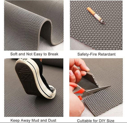 Non-Slip Drainage Floor Mat 300 x 90 cm Waterproof Rubber Mat, Grey